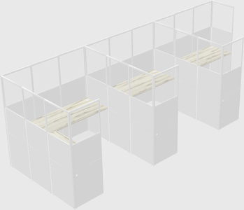 Shared l-shaped cubicle