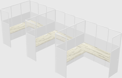 Shared l-shaped cubicle
