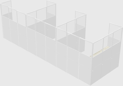 Shared l-shaped cubicle
