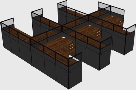 Shared l-shaped cubicle