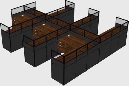 Shared l-shaped cubicle