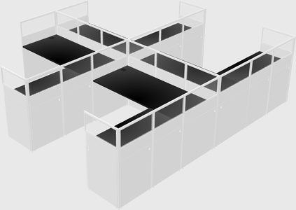 Shared l-shaped cubicle