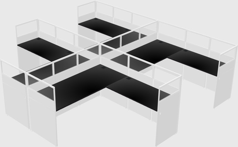 Shared l-shaped cubicle
