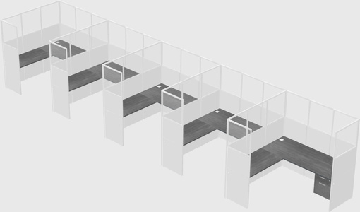 Shared l-shaped cubicle