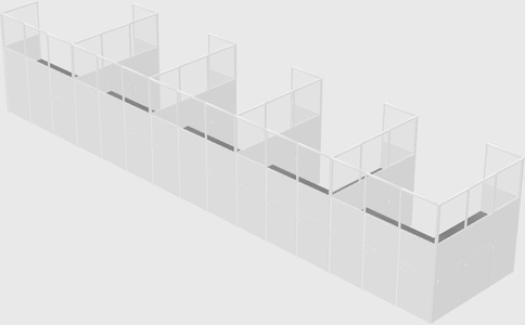 Shared l-shaped cubicle