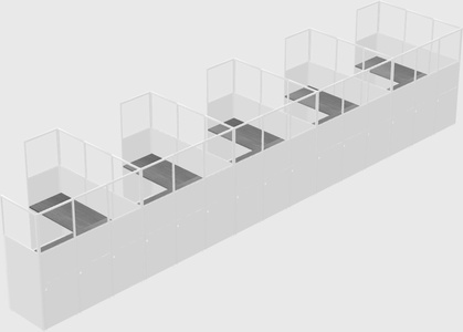 Shared l-shaped cubicle