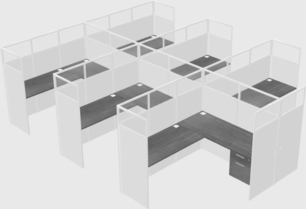 Shared l-shaped cubicle