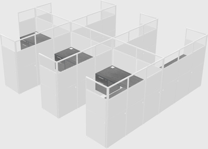 Shared l-shaped cubicle