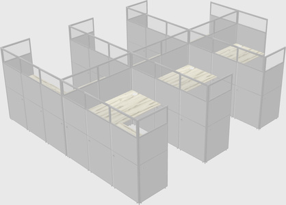 Shared l-shaped cubicle
