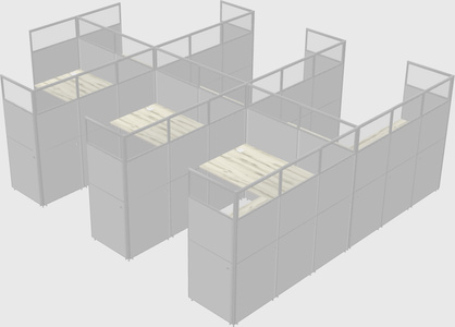 Shared l-shaped cubicle