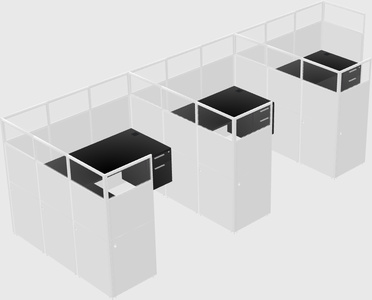 Shared l-shaped cubicle