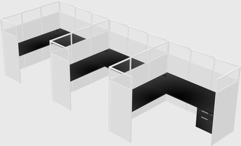 Shared l-shaped cubicle