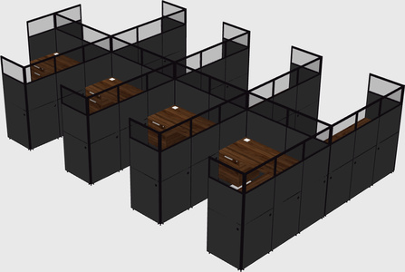 Shared l-shaped cubicle