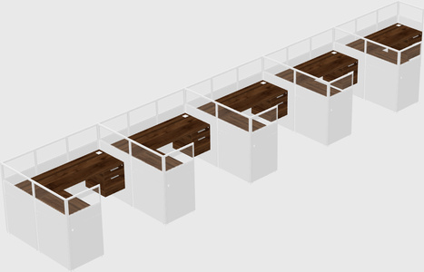 Shared l-shaped cubicle