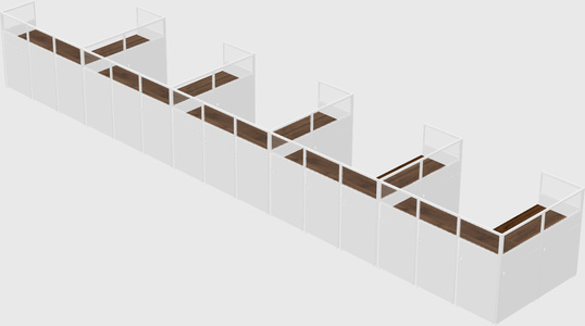Shared l-shaped cubicle