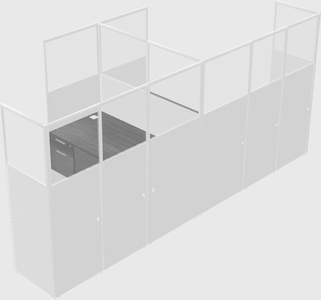 Shared l-shaped cubicle
