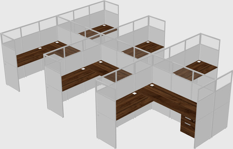 Shared l-shaped cubicle