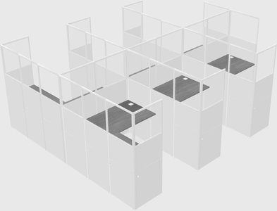 Shared l-shaped cubicle