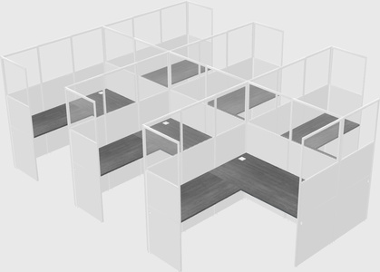 Shared l-shaped cubicle