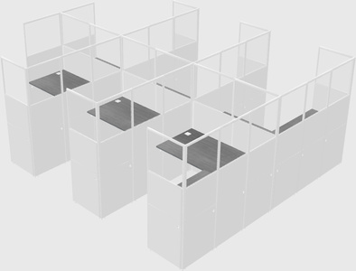 Shared l-shaped cubicle