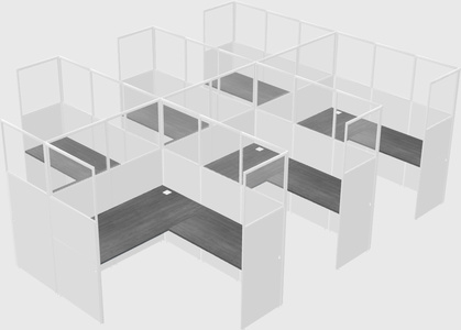 Shared l-shaped cubicle