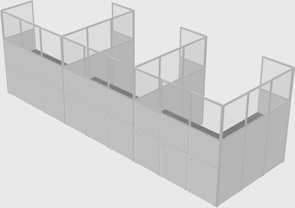 Shared l-shaped cubicle