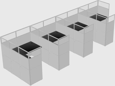 Shared l-shaped cubicle