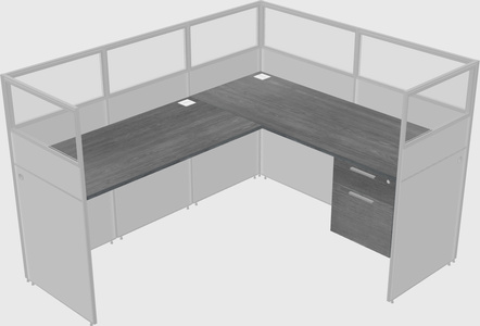 Shared l-shaped cubicle