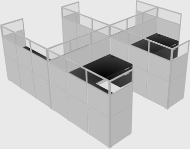 Shared l-shaped cubicle