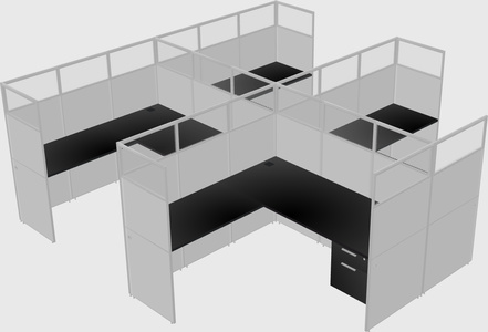 Shared l-shaped cubicle