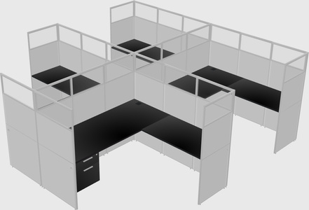 Shared l-shaped cubicle