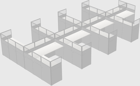 Shared l-shaped cubicle