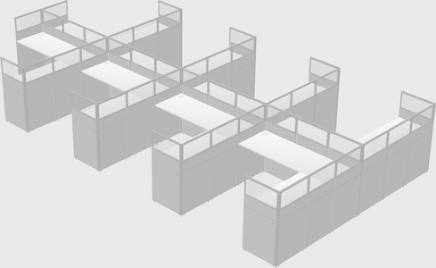 Shared l-shaped cubicle