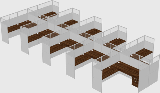 Shared l-shaped cubicle