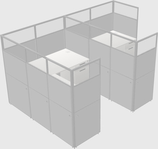 Shared l-shaped cubicle