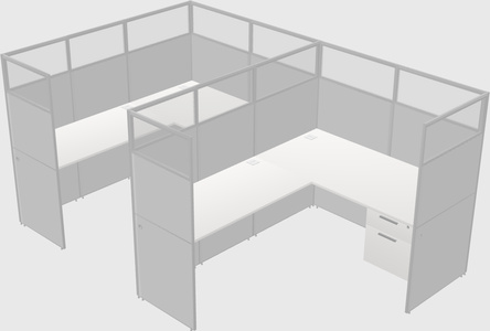 Shared l-shaped cubicle