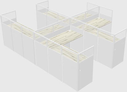 Shared l-shaped cubicle