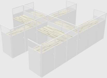 Shared l-shaped cubicle