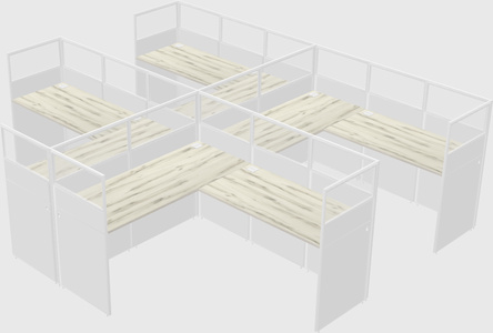 Shared l-shaped cubicle