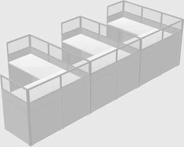 Shared l-shaped cubicle