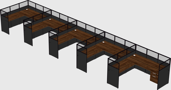 Shared l-shaped cubicle