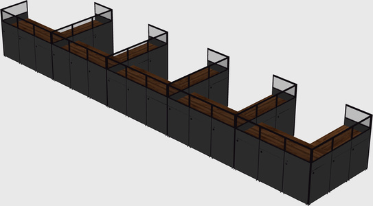 Shared l-shaped cubicle