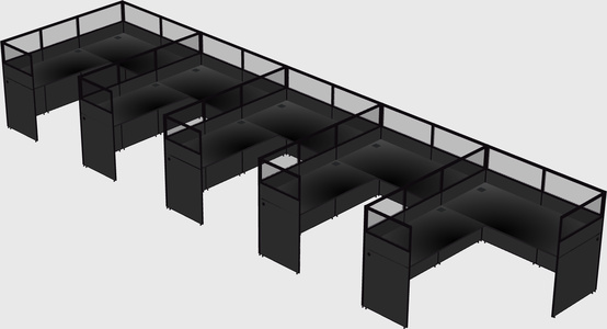 Shared l-shaped cubicle