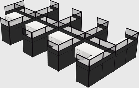 Shared l-shaped cubicle