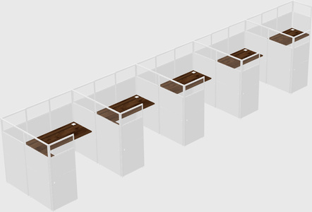 Shared l-shaped cubicle