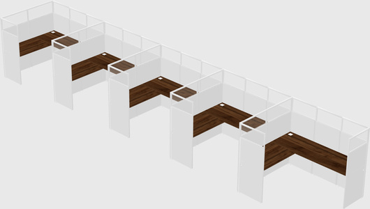 Shared l-shaped cubicle