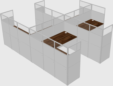 Shared l-shaped cubicle