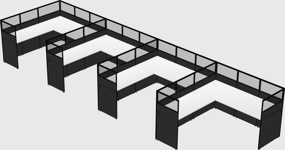 Shared l-shaped cubicle