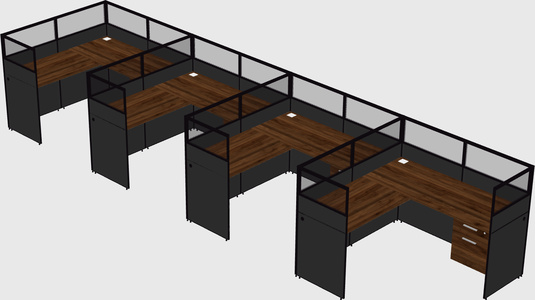 Shared l-shaped cubicle