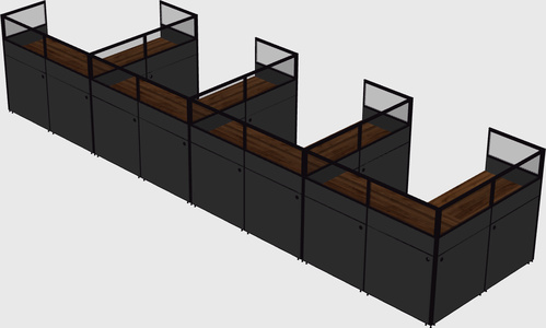 Shared l-shaped cubicle